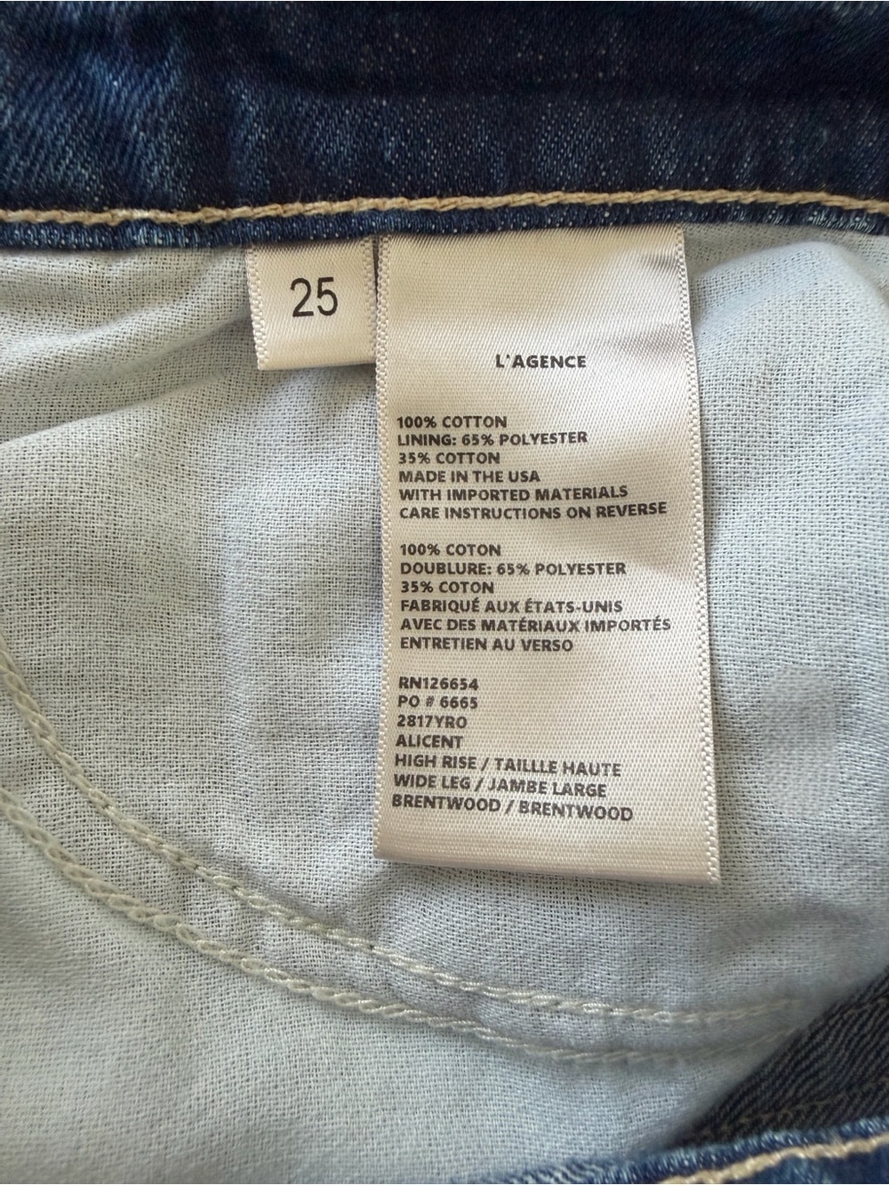 L'AGENCE Women’s Alicent High Rise Sneaker Flare Jeans Brentwood Denim Size 25 - Picture 7 of 8